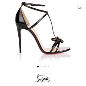 Christian Louboutin Blakissima 100 Black Patent Leather Strappy Heels